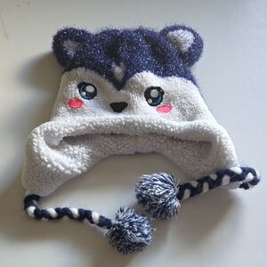 Justice Fluffy White And Blue Children Kids Hat